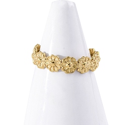 Настоящее золото 18K 304 открытая манжета из нержавеющей стали для женщин, цветок, реальный 18 k позолоченный, 5.5 мм, регулируемый