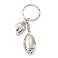 Платина Брелки для ключей из сплава в спортивном стиле регби, платина, 94 мм