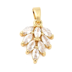 Прозрачный Латунные микро проложить кубического циркония подвески, лист, реальный 18 k позолоченный, прозрачные, 16x12x4 мм, отверстие : 5x2.5 мм
