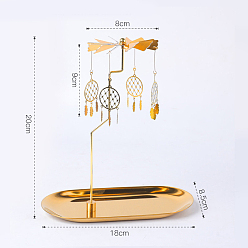 Золотой Тканая сетка/паутина с железным пером, вращающийся деревянный подсвечник для чайной свечи в виде лошади, для любителей свечей, романтическая свадьба, Рождественская вечеринка (не включая поднос для полотенец), золотые, 200 мм