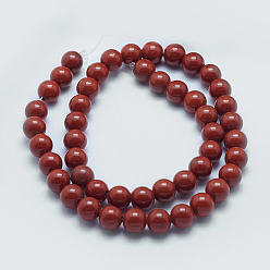 Red Jasper Natural Red Jasper Beads Strands, Round, 6mm, Hole: 0.8mm, about 63pcs/strand,  14.76 inch(37.5cm)