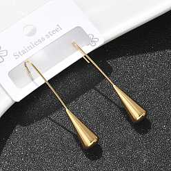 Золотой 304 из нержавеющей стали болтаться серьги, ионное покрытие (ip), слеза, золотые, 47x8 мм