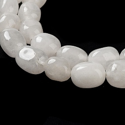 Floral White Natural Jade Beads Strands, Dyed, Nuggets, Tumbled Stone, Floral White, 9.5~11.5x8~8.5x7~8mm, Hole: 1mm, about 34~38pcs/strand, 14.76~15.16''(37.5~38.5cm)