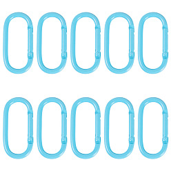 Небесно-голубой 10шт. сплав пружинных затворных колец, овальные, голубой, 50x25x4 мм