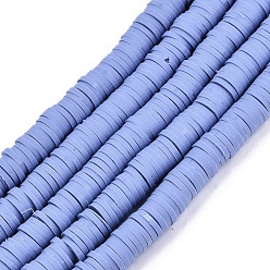 Cornflower Blue Handmade Polymer Clay Beads Strands, for DIY Jewelry Crafts Supplies, Heishi Beads, Disc/Flat Round, Cornflower Blue, 6x0.5~1mm, Hole: 1.8mm, about 290~320pcs/strand, 15.75 inch~16.14 inch(40~41cm)