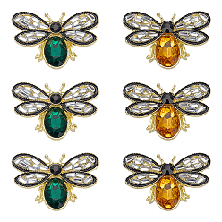 (52) Непрозрачная лаванда 6 шт. 2 цвета пчелы сплава стразы броши на лацкан для рюкзака одежды, разноцветные, 25x38 мм, 3 шт / цвет