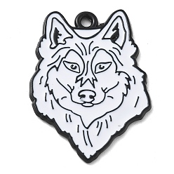 Волк Подвески из сплава , с эмалью, черно-белый зверь, волк, 29.5x21.5x1.5 мм, отверстие : 1.6 мм