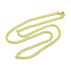 Yellow Spray Painted 201 Stainless Steel Curb Chain Necklaces, with Lobster Claw Clasp, Yellow, 17-3/4 inch(45.3cm)