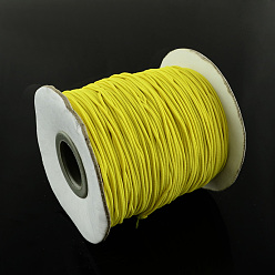 Gold Round Elastic Cord, with Nylon Outside and Rubber Inside, Gold, 1mm, about 109.36 yards(100m)/roll