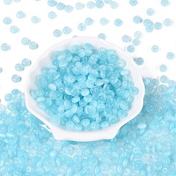 Bleu Ciel Foncé Perles de verre de style banc de tirage de qualité A de FGB, rondelle, imitation chat perles oeil, bleu profond du ciel, 7.5x4.5mm, Trou: 1.2~1.4mm, environ 1250 pcs / livre