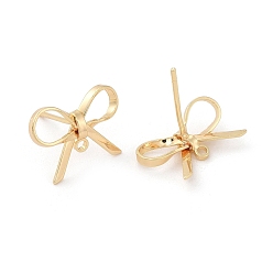 Настоящее золото 18K Изделия из латуни, бантом, реальный 18 k позолоченный, 8~10x15 мм, отверстие : 1 мм, штифты : 0.7 мм