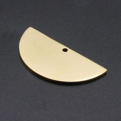 Golden 201 Stainless Steel Pendants, Laser Cut, Half Round, Golden, 15x30x1mm, Hole: 1.6mm