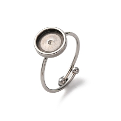 Нержавеющая Сталь Цвет Регулируемые 304 манжетные кольца из нержавеющей стали, с 201 подносом из нержавеющей стали, плоским круглым, цвет нержавеющей стали, лоток : 8 мм, 1 мм, внутренний диаметр: 17 мм