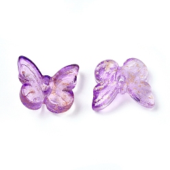 Орхидея Гальванические стеклянные бусины, с золотой фольгой, бабочка, сиреневые, 10x11x4 мм, отверстие : 1 мм
