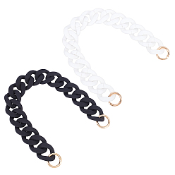 Mixed Color Acrylic Large Flat Chain Bag Strap, for Handbag Straps Replacement Accessories, Mixed Color, 410mm, 2 colors, 1strand/color, 2 strands