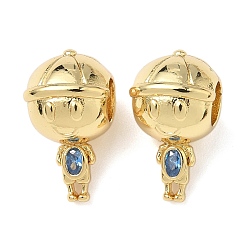 Настоящее золото 18K Мальчик латунные кубические цирконии европейские бусины, без кадмия и без свинца, долговечный, реальный 18 k позолоченный, 16.5x9x10 мм, отверстие : 4.5 мм