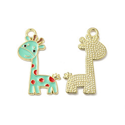 Бирюза Подвески из эмали и сплава, прелести жирафа, золотые, бирюзовые, 27x17x1 мм, отверстие : 2 мм
