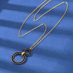 Золотой 304 двойные кольца из нержавеющей стали с блестками и стразами, подвески, ионное покрытие (ip), золотые, 18.15 дюйм (46.1 см)