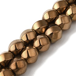 с Покрытием Меди Гальванические нити синтетических магнитных гематитовых бусин, граненые, твист, с медным покрытием, 8 мм, отверстие : 1.2 мм, около 47 шт / нитка, 15.75'' (40 см)