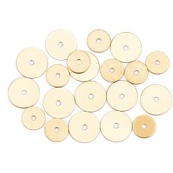 Real 18K Gold Plated 400Pcs 2 Style Brass Spacer Beads, Long-Lasting Plated, Disc, Real 18K Gold Plated, 200pcs/style