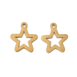 Золотой 304 прелести нержавеющей стали, звезда очарование, золотые, 11.5x10x1 мм, отверстие : 1 мм