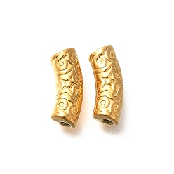 Настоящее золото 18K Ионное покрытие (ip) 304 изогнутые трубки из нержавеющей стали, звезда, реальный 18 k позолоченный, 14x5 мм, отверстие : 1.6 мм