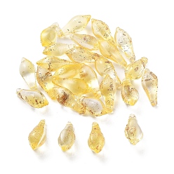 Золотистый Бусины ручной работы бусины золотого песка, слеза, золотые, 19x8 мм, отверстие : 1 мм