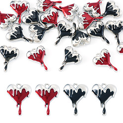 Color mezclado 20 piezas colgantes de aleación de esmalte, encantos derretidos del corazón, color mezclado, 21.5x16.5x5.5 mm, agujero: 1.8 mm, 10 piezas / color