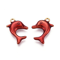 (123L) Белый крем непрозрачный блеск 304 нержавеющей стальной эмали подвески, прелести дельфинов, ионное покрытие (ip), реальный 18 k позолоченный, огнеупорный кирпич, 20.5~21x13~14x4 мм, отверстие : 1.7~1.8 мм