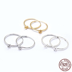 Mixed Color 925 Sterling Silver Hoop Earring Findings, Mixed Color, 25x20x1.2mm, Tray: 4mm, Pin: 0.6mm