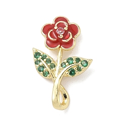 Красный Латунные микро проложить кубического циркония подвески, с эмалью, , реальный 18 k позолоченный, долговечный, без кадмия и без свинца, красные, 18.5x11.5x3 мм, отверстие : 2.5x1.5 мм