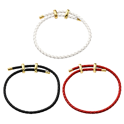 (52) Непрозрачная лаванда 3шт. 3 цвета кожаные плетеные шнуры-браслеты, регулируемый браслет, разноцветные, внутренний диаметр: 5/8~2-7/8 дюйм (1.5~7.3 см), 1 шт / цвет