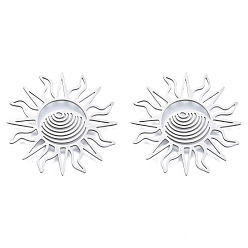 Нержавеющая Сталь Цвет Не тускнеет 201 филигранные соединения из нержавеющей стали, солнце, цвет нержавеющей стали, 38x38x1 мм