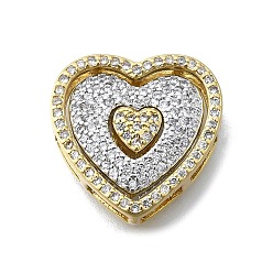 Сердце Комплект подвесок из латуни с микропаве из кубического циркония, без кадмия и без свинца, настоящее 16 к позолота и платина, сердце, 17x17x5 мм, отверстие : 2 мм
