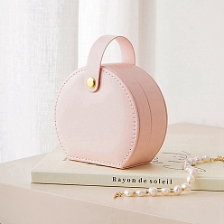 Pink Шкатулка для бижутерии из искусственной кожи, Портативная сумочка-футляр для сережек и ожерелий, розовые, 10x9x5 см