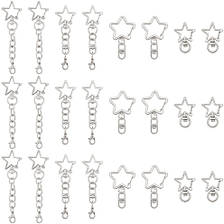 Платина 20шт. 4 стили поворотные застежки из цинкового сплава, звезда, платина, 24~85.5 мм