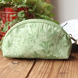 Зелено-Желтый Набор для вышивки косметички в форме луны с цветочным узором своими руками, включая иглы для вышивания и нитки, хлопчатобумажная льняная ткань, зеленый желтый, 17x12x8 см