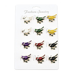 (52) Непрозрачная лаванда 12шт 6 цвета птица эмалированные булавки, Броши из сплава со стразами для рюкзака, разноцветные, 22.5x27.5 мм, 2 шт / цвет
