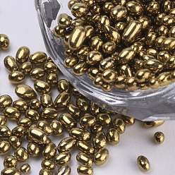 Седло Коричневый Позолоченные стекло бисер, для украшения ногтей, нет отверстий / незавершенного, чип, седло коричневый, 1.5~5x1.5~2x1.5~2 мм