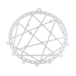 Нержавеющая Сталь Цвет Ссылки полые плоские круглые люстры компонент 201 из нержавеющей стали, гравированные металлические украшения, не тускнеет, цвет нержавеющей стали, 60.5x58.5x0.3 мм, отверстия : 1.6 mm и 1.8x2.5 мм