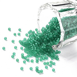 Sea Green 12/0 Grade A Round Glass Seed Beads, Transparent Frosted Style, Sea Green, 2x1.5mm, Hole: 0.8mm, 30000pcs/bag