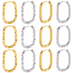 (52) Непрозрачная лаванда 16 шт. 4 стили 304 серьги-кольца из нержавеющей стали, прямоугольные, разноцветные, 21.5~22x16~16.5 мм, 4 шт / стиль