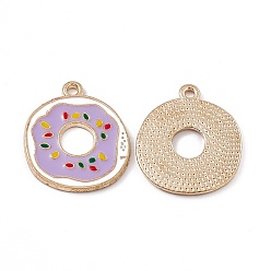 Сливовый Подвески из эмали и сплава, золотой свет, пончик очарование, слива, 23x19.5x1.5 мм, отверстие : 1.6 мм