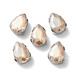 Свет Колорадо Топаз Каплевидная вышивка на стразах, многожильных ссылки, стекло горный хрусталь, с настройками зубцов из нержавеющей стали, аксессуары для одежды, граненые, свет Колорадо Топаз, 10x7x4.5 мм, отверстие : 1 мм
