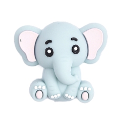 Королевский синий Силиконовые бусины, слон, королевский синий, 25.5x30x16.5 мм, отверстие : 2 мм