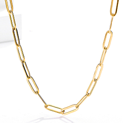 Настоящее золото 18K Ожерелья-цепочки из нержавеющей стали для женщин, реальный 18 k позолоченный, 17.72 дюйм (45 см)