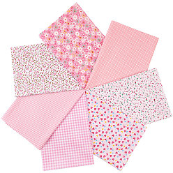 Pink Bedruckter Blumenbaumwollstoff, für Patchwork, Taschentuch an Patchwork nähen, Quilten, rosa, 50x50 cm, 7 Blätter / Satz