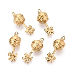 Золотой 304 подвески из нержавеющей стали, леденец с подвесками-бантиками, золотые, 20.5x8~8.5x8~8.5 мм, отверстие : 1 мм