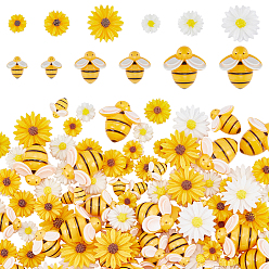 (52) Непрозрачная лаванда 135 шт 9 стили кабошоны из непрозрачной смолы, подсолнух и пчелы, разноцветные, 9~20x9~19.5x3~8 мм