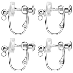 Нержавеющая Сталь Цвет 20шт. 316 фурнитура для сережек-клипс из нержавеющей стали, с 20 силиконовыми подушечками, цвет нержавеющей стали, 16x13x5 мм, отверстие : 1.5 мм